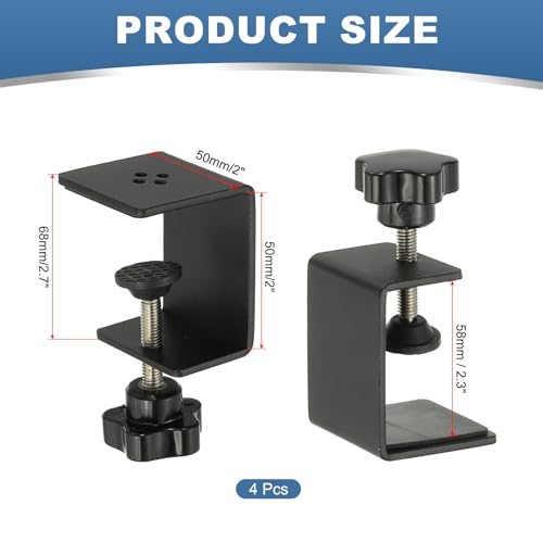 C Clamps, 4 Pcs Heavy Duty Metal Black Desk Clamp Adjustable, Mounting view 2