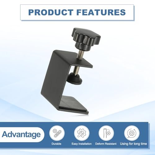 C Clamps, 4 Pcs Heavy Duty Metal Black Desk Clamp Adjustable, Mounting view 4