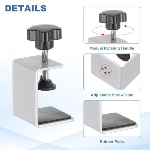 C Clamps, 4 Pcs Heavy Duty Metal Black Desk Clamp Adjustable, Mounting view 3