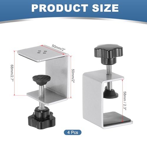C Clamps, 4 Pcs Heavy Duty Metal Black Desk Clamp Adjustable, Mounting view 2