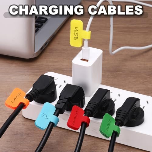 Cable Labels Tags 24Pcs 2.4" Write on Hook Loop Tie Orange view 5