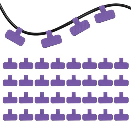 Cable Labels Tags 32Pcs 2.4" Write on Hook Loop Tie Purple, Rectangle — PATIKIL