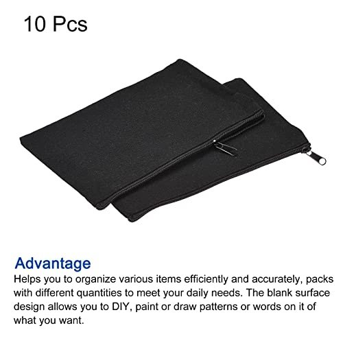 Canvas Zipper Pouch, 10 Pack Blank DIY Zip Bags Pencil Case Organizer view 3