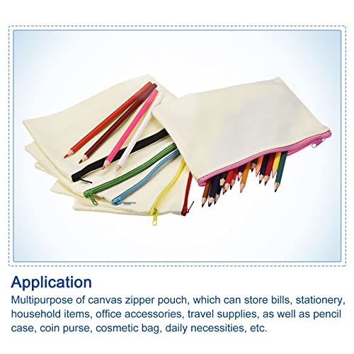 Canvas Zipper Pouch, 10 Pack Blank Zip DIY Bags Pencil Case Craft Storage view 5