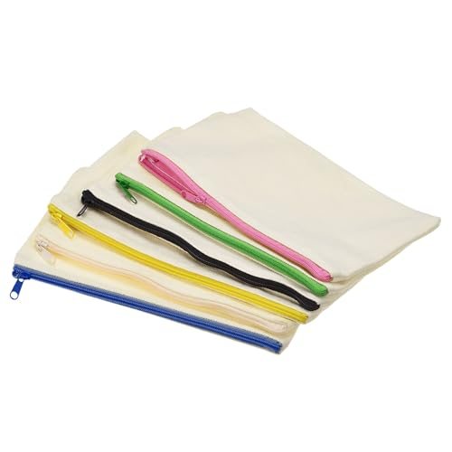Canvas Zipper Pouch, 6 Pack Blank DIY Zip Bags Pencil Case Organizer — PATIKIL