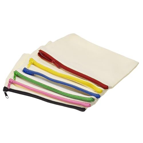 Canvas Zipper Pouch, 6 Pack Blank DIY Zip Bags Pencil Case Organizer — PATIKIL