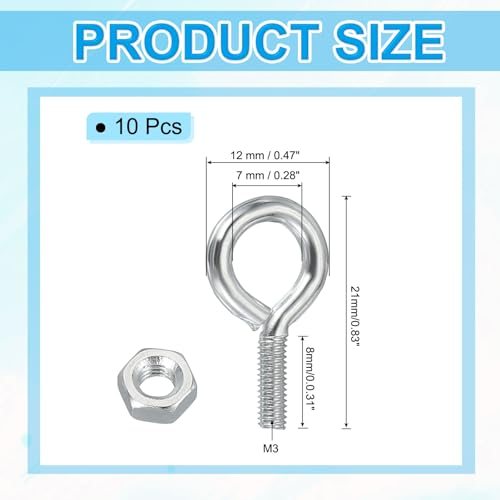 Carbon Steel Threaded Eyebolt Eye Hooks Screws view 2