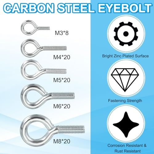 Carbon Steel Threaded Eyebolt Eye Hooks Screws view 4