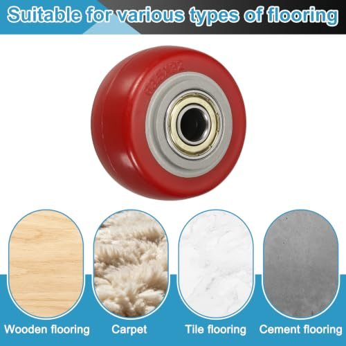 Caster Wheels Red 2.5" 2 Pack Heavy Duty Plate Caster PU Board, Casters view 5