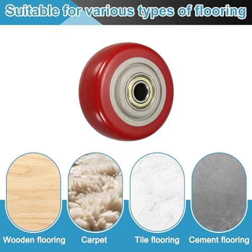 Caster Wheels Red 3" 2 Pack Heavy Duty Plate Caster PU Board view 5