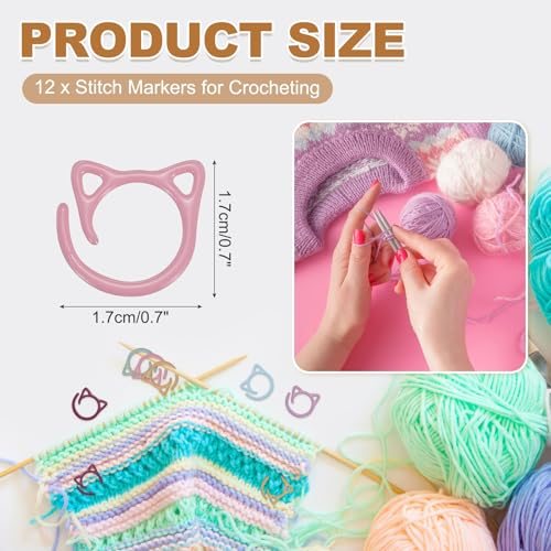 Cat Crochet Stitch Markers, 12 Pack Stitch Marker view 2