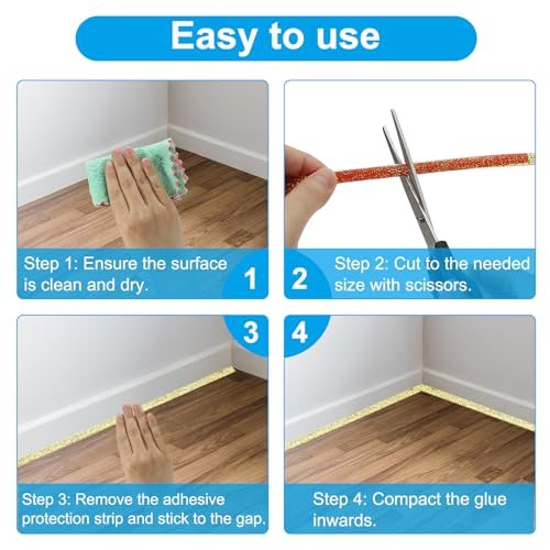Caulking Trim Strip, 20 Ft Corner Peel and Stick Wall Molding Edging view 4