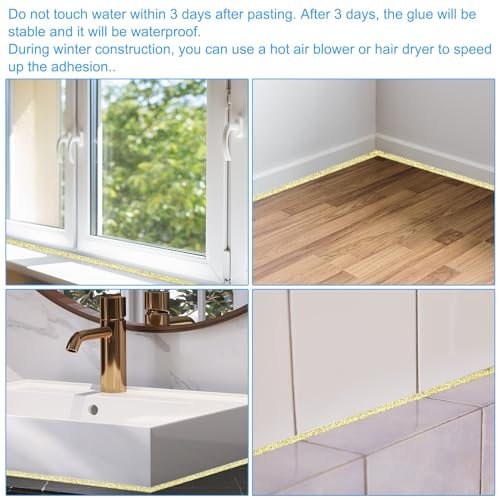 Caulking Trim Strip, 20 Ft Corner Peel and Stick Wall Molding Edging view 5