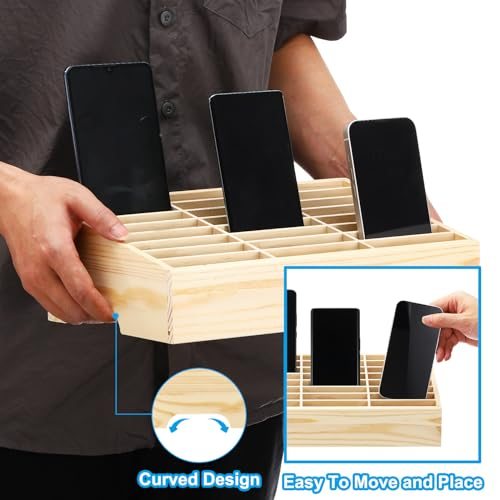 Cell Phone Storage Box, Wooden Desktop Storage Box 24 Grid Desktop Mobile view 5