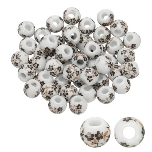 Ceramic Beads for Jewelry Making, 8mm Flower Coffee Orchid, Round — PATIKIL