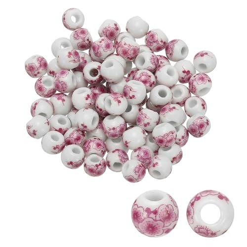 Ceramic Beads for Jewelry Making 8mm Rose Red Plum Blossom 80Pcs, Flower — PATIKIL