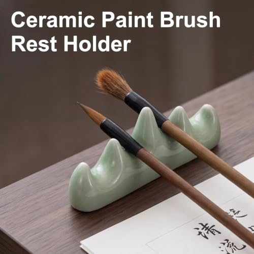 Ceramic Paint Brush Rest Holder Calligraphy Brush Rest, Light Cyan view 3