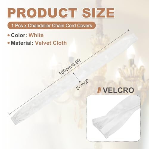 Chandelier Chain Cord Cover, 4.9ft, Velvet Cloth Fabric Chain Sleeve view 2