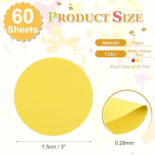 Circle Card Stock 3" Thick CardStock White/Yellow/Red view 2