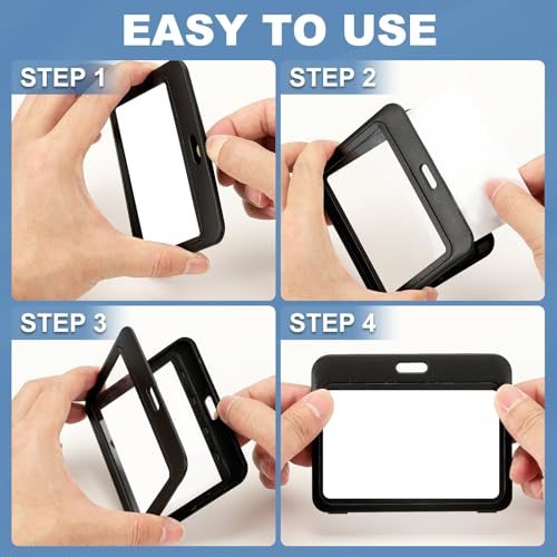 Clear Badge Holder, Plastic ID Badge Holder Double Sided Windows view 5