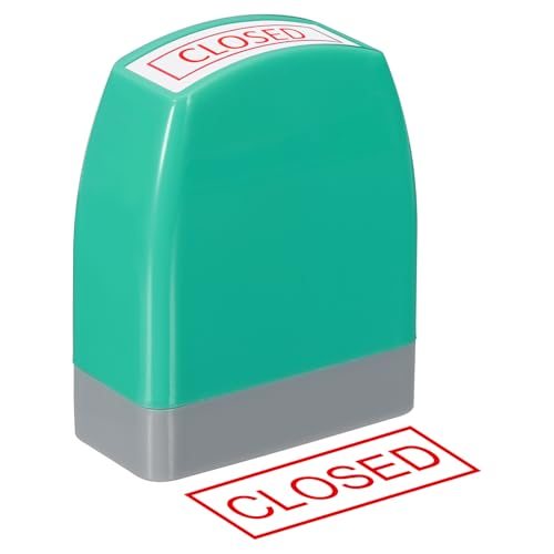 Closed Notice Stamp Self Inking Red Ink Refillable Stamp — PATIKIL