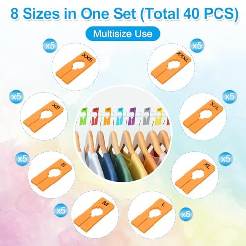 Clothes Dividers for Hanging Clothes, 40 Pack 8 Sizes Rectangle view 3
