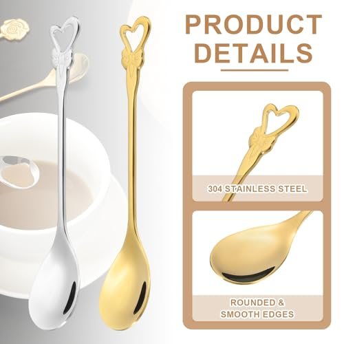 Coffee Spoons Heart Tea Spoons 304 Stainless Steel Gold view 3
