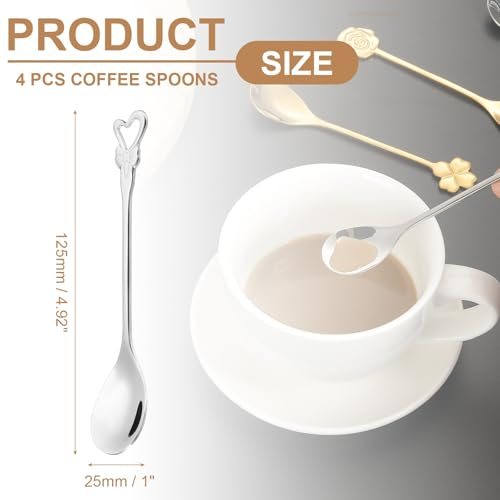 Coffee Spoons Heart Tea Spoons 304 Stainless Steel Silver, Small Cute view 2