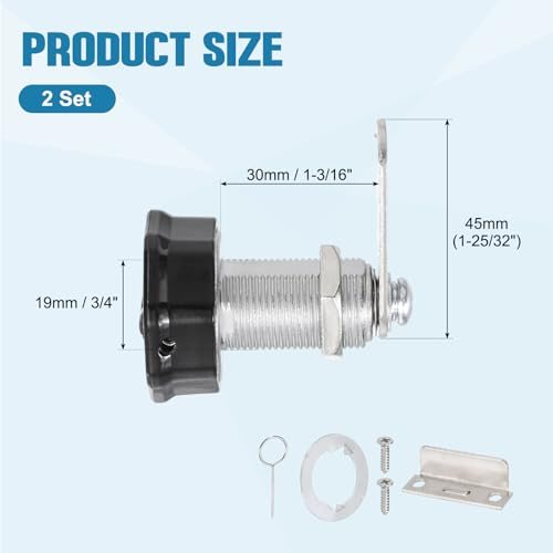 Combination Cabinet Cam Lock 3-Digit 3/16" Cylinder Black view 2