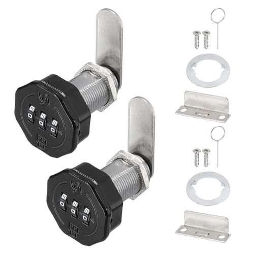 Combination Cabinet Cam Lock 3-Digit 3/16" Cylinder Black — PATIKIL