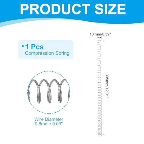 Compression Spring 0.8 mm Wire Dia x 10 mm OD x 305 mm L, 304 Stainless view 2