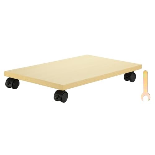 Computer Tower Stand Wood CPU PC Holder Under Desk Mobile Cart 4 Caster — PATIKIL