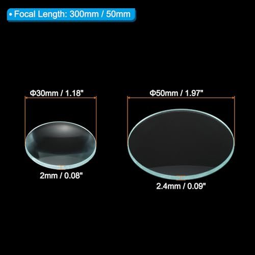 Convex Lens, 300 50mm Focal Length 50/30mm (1.97/1.18") Diameter Round view 2