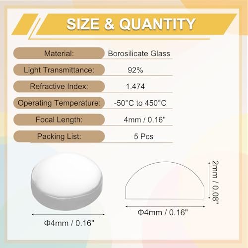 Convex Lens, 4mm OD 4mm Focal Length Magnifier Lens Optical Lenses view 2