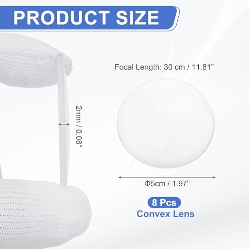 Convex Lens 5cm OD 30cm Focal Length Magnifier Lens Optical view 2
