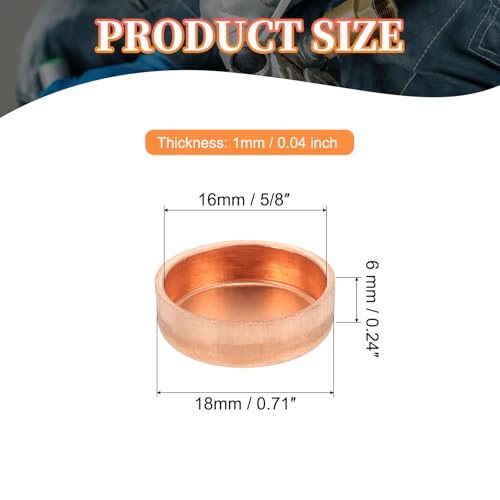Copper Pipe End Cap Copper Fitting Cap Sweat Plug 5/8 IN ID 12Pcs view 2