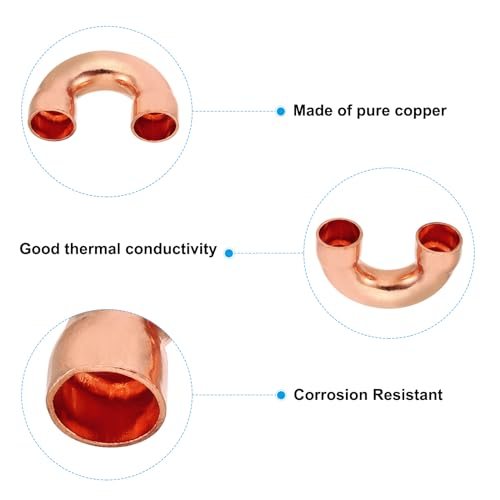 Copper Pipe Fittings 180 Degree 3/8 IN ID 4Pcs view 3