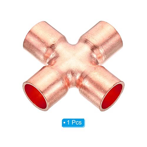 Copper Union Cross Pipe Fitting 1/2" ID 4 Way Welding Copper view 3