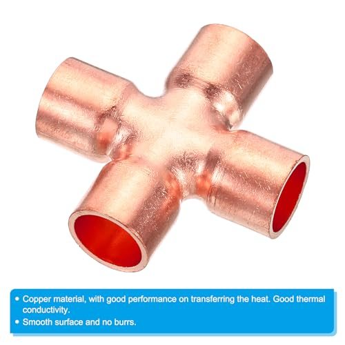 Copper Union Cross Pipe Fitting 1/2" ID 4 Way Welding Copper view 4