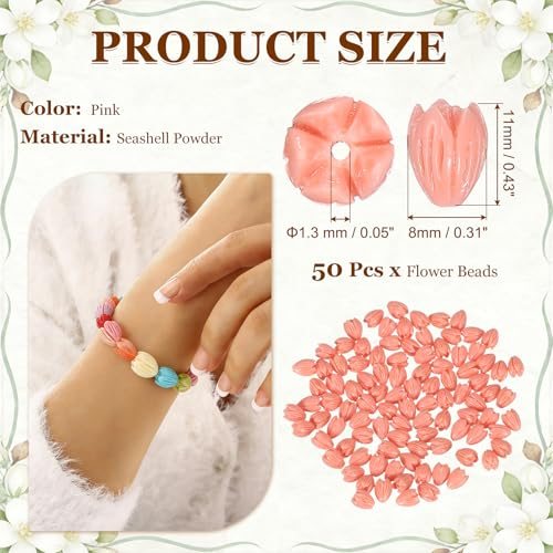 Coral Flower Beads 11x8mm Shell Floral Spacer Beads, Artificial Jasmine view 2