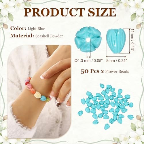 Coral Flower Beads 11x8mm Shell Floral Spacer Beads view 2