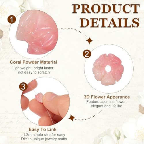 Coral Flower Beads 9x6mm Floral Spacer Beads view 3