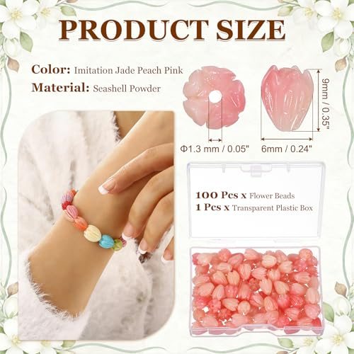 Coral Flower Beads 9x6mm Floral Spacer Beads view 2