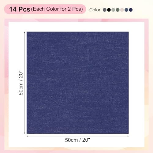 Cotton Fabric Bundles, 14 Pcs 20 x 20 Inch Fat Quarter Solid Color Precut view 2