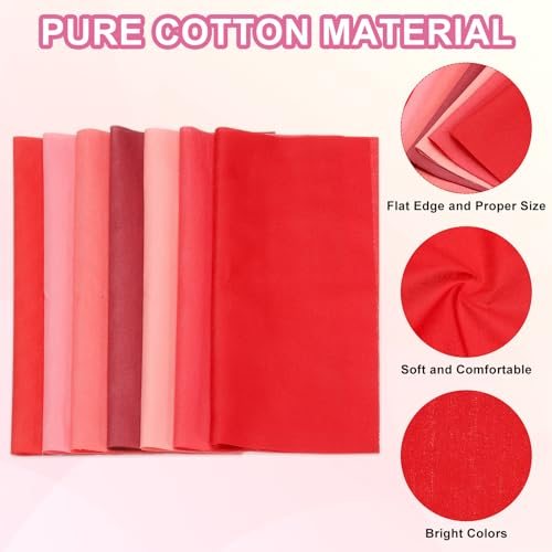 Cotton Fabric Bundles 35Pcs 4x4 Fat Quarter Solid Red view 3