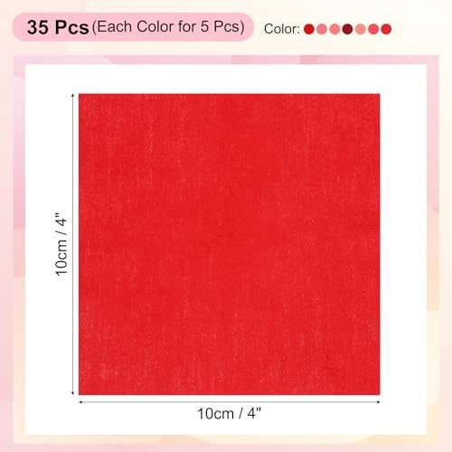 Cotton Fabric Bundles 35Pcs 4x4 Fat Quarter Solid Red view 2