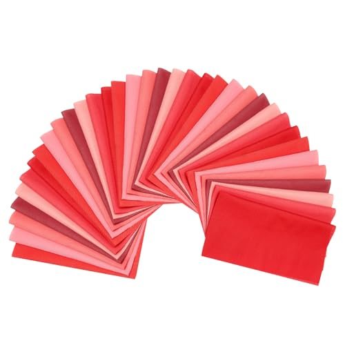 Cotton Fabric Bundles 35Pcs 4x4 Fat Quarter Solid Red — PATIKIL
