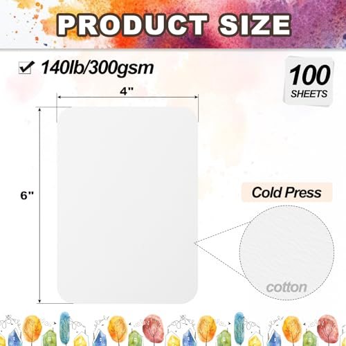 Cotton Watercolor Paper 140lb/300 GSM Cold Press Water Coloring Paint view 2