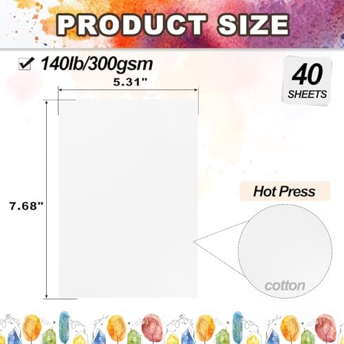 Cotton Watercolor Paper 140lb/300 GSM Hot Press Water Coloring Paint Paper view 2