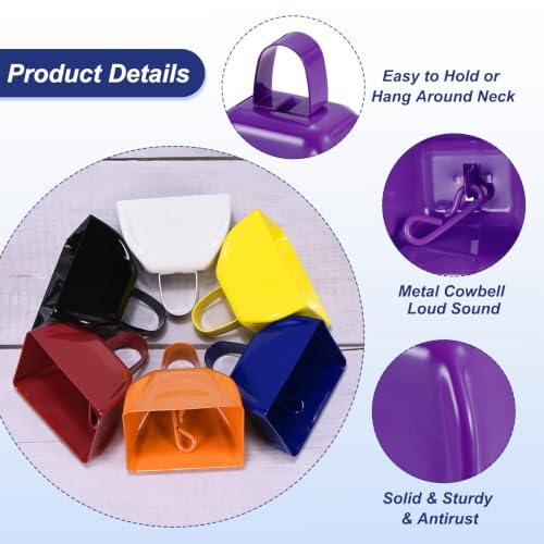 Cow Bells for Football Games 3" Cowbells Blue Purple, Bulk Loud Noise view 3